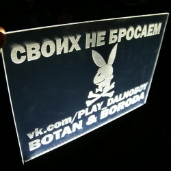 Светящаяся,табличка,Play Dolnoboy,Botan&Boroda,Своих,не,бросаем,vk.com,3D,купить