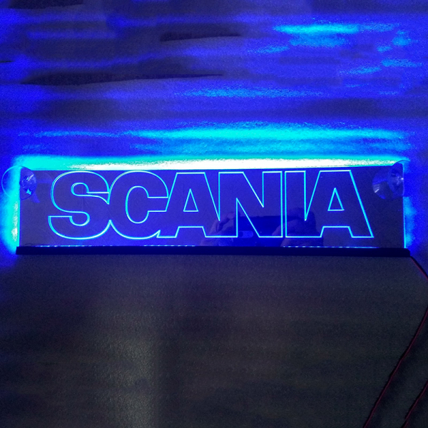 Зеркальная светящаяся табличка для грузовика SCANIA гравировкой,светящийся логотип для грузовика Скания,светящаяся эмблема SCANIA 2D,табличка Скания 2D,картина SCANIA 2D,логотип на стекло Скания 2D,светящаяся картина SCANIA 2D