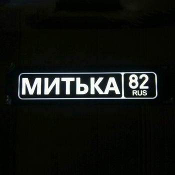 Табличка Митька 82 RUS светящаяся,Светящаяся табличка в стиле госномера с цифрами региона,Именная светящаяся табличка Митька 82 RUS,Табличка госномер на стекло,табличка номер на стекло,табличка с номером,табличка с именем Митька 82 RUS